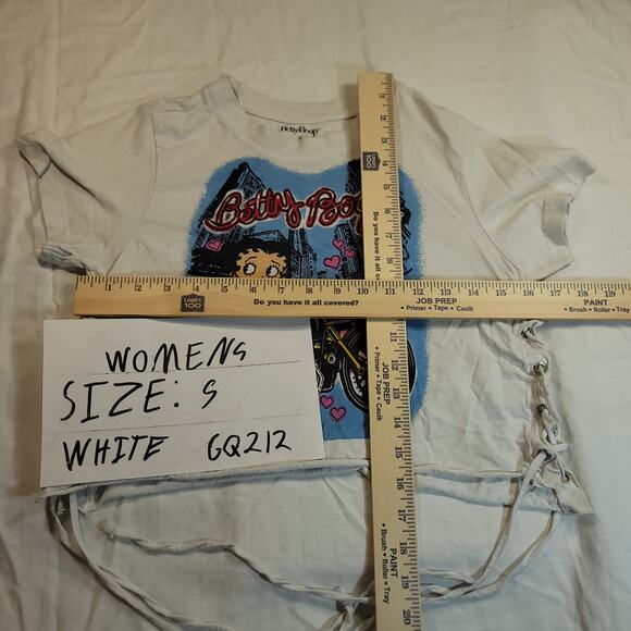 Betty Boop Casual Short Sleeve Crop Top Womens Size Small S White - Picture 5 of 8